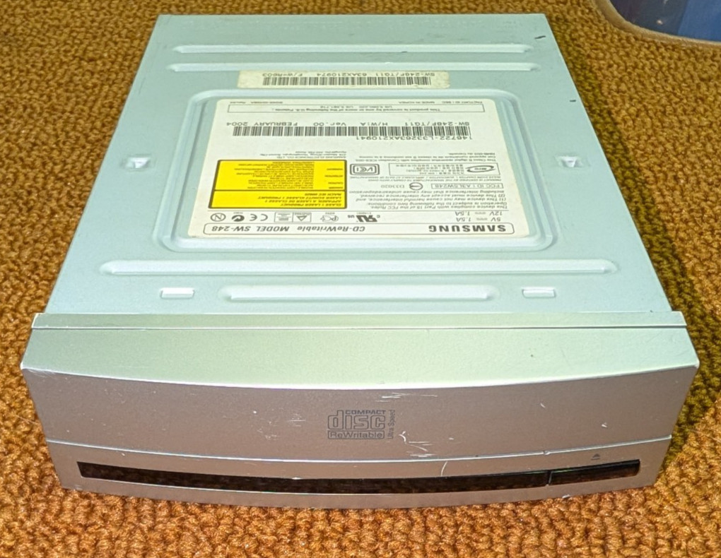 Vintage Silver 'Round' Samsung CDROM CD-RW Optical Disc Drive IDE TESTED WORKING