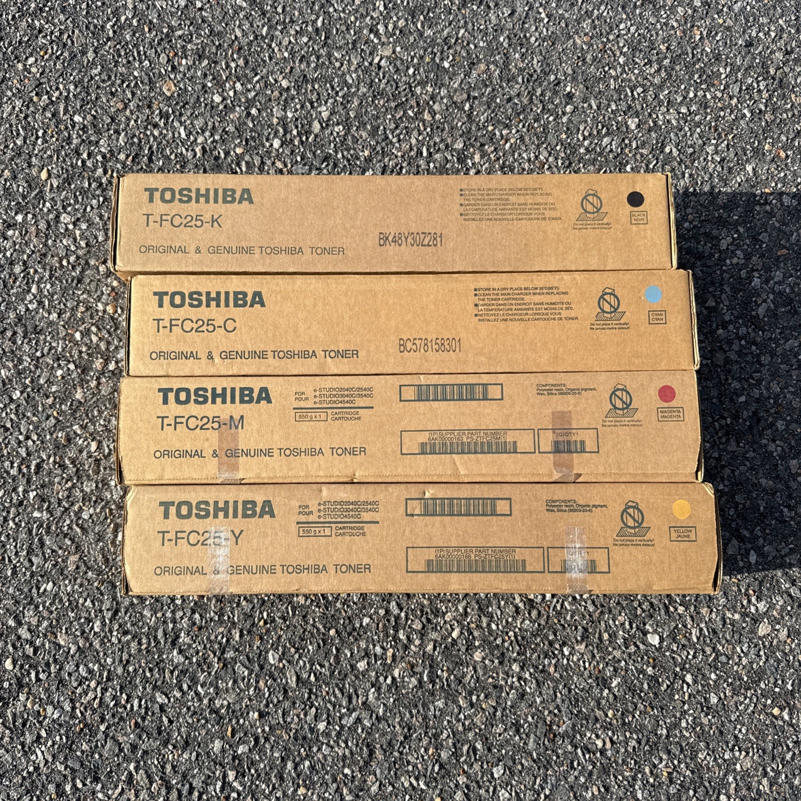 Toshiba TFC25 Toner Cartridge Set  T-FC25-C T-FC25-M T-FC25-Y NEW black magenta 