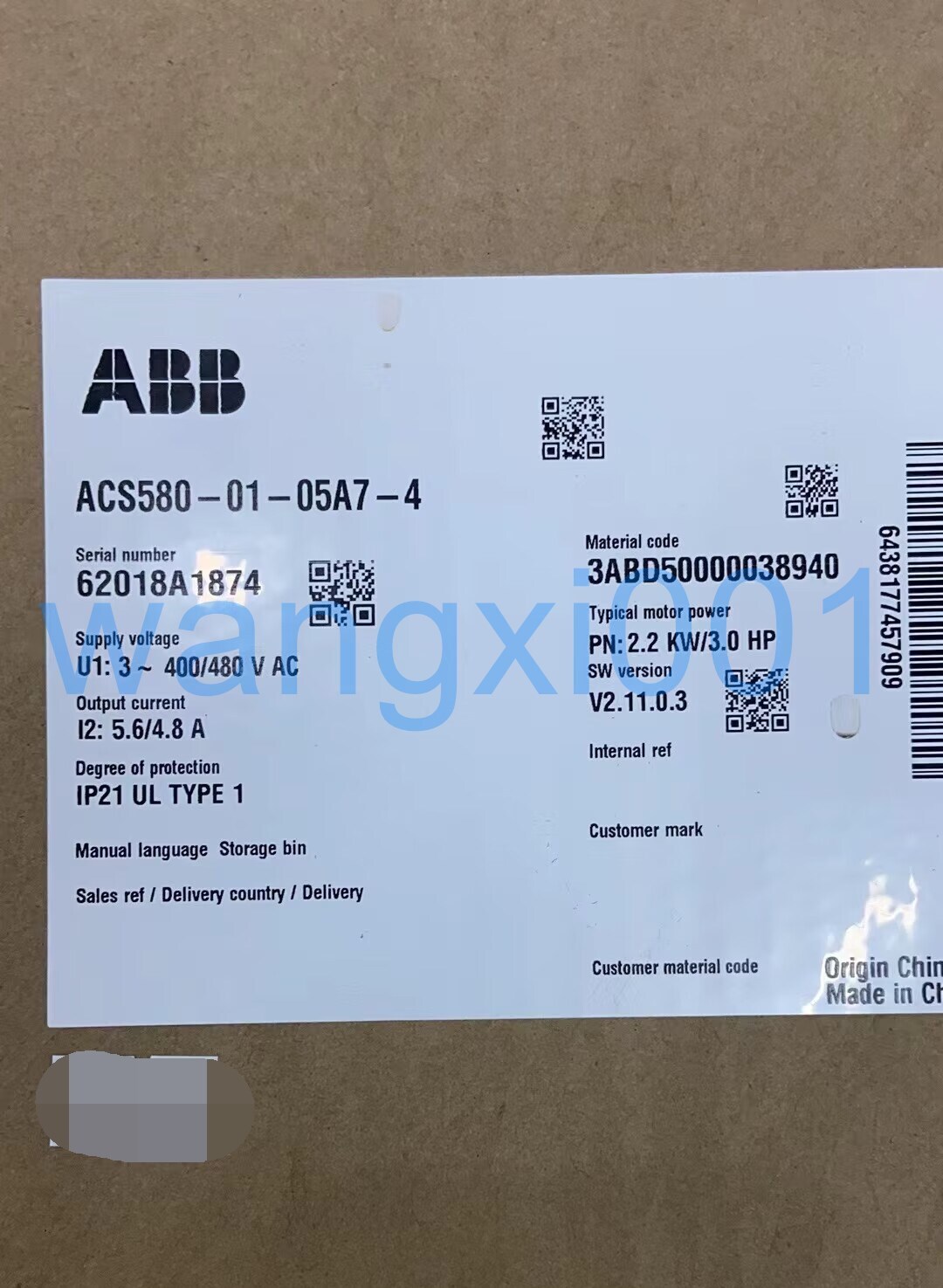 1PCS NEW ABB frequency converter ACS580-01-05A7-4  DHL Fast delivery