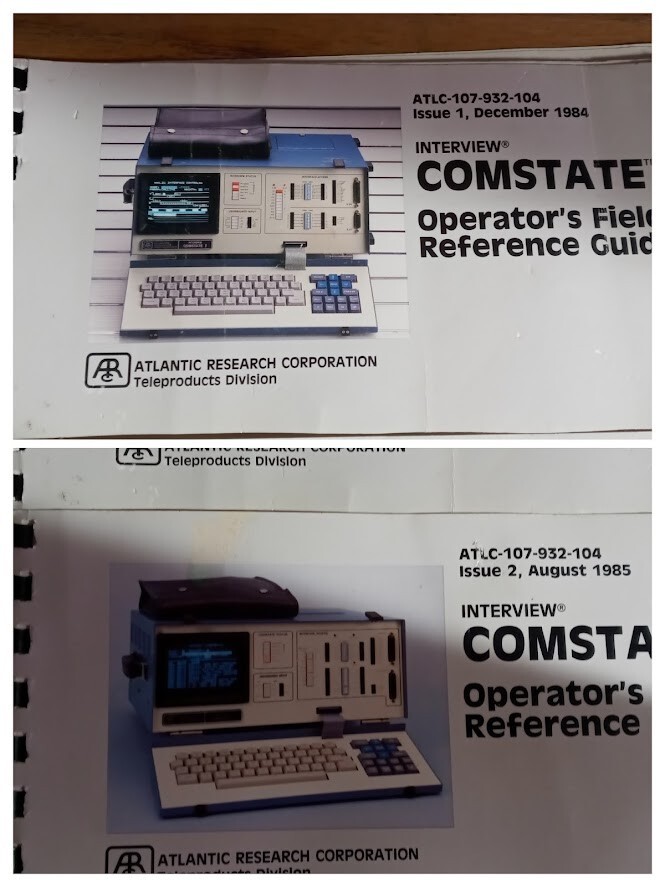 LOT OF 2 VINTAGE COMSTATE I OPERATOR'S FIELD REFERENCE GUIDE ATLANTIC RESEARCH