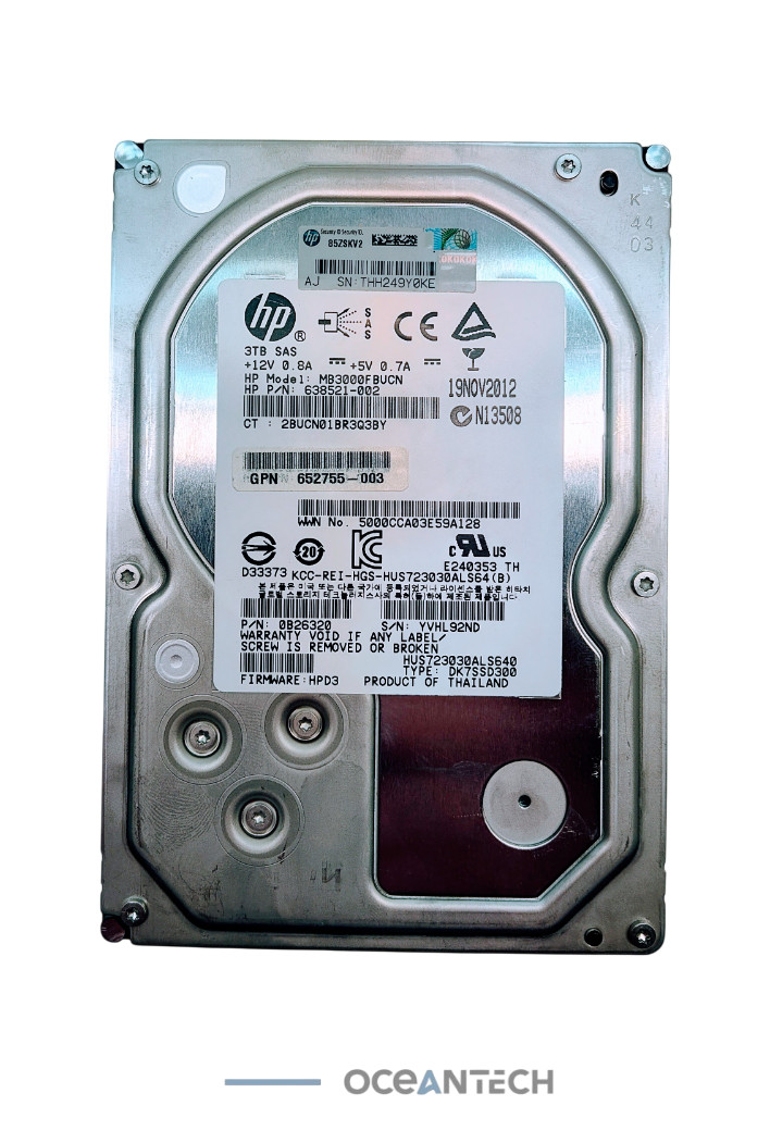HP / HGST  638521-002 3TB SAS 7.2K 3.5" 6G 0B26320 652766-B21 SAS