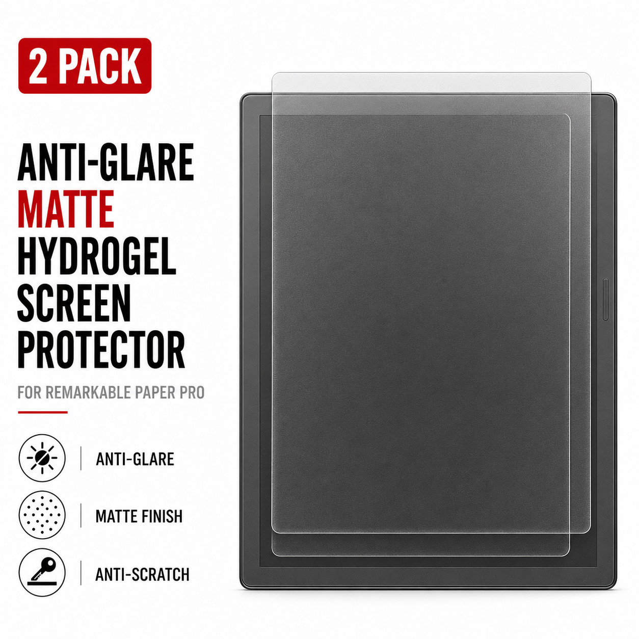 reMarkable Paper Pro Hydrogel Screen Protector 2 Pack Anti-Glare Matte