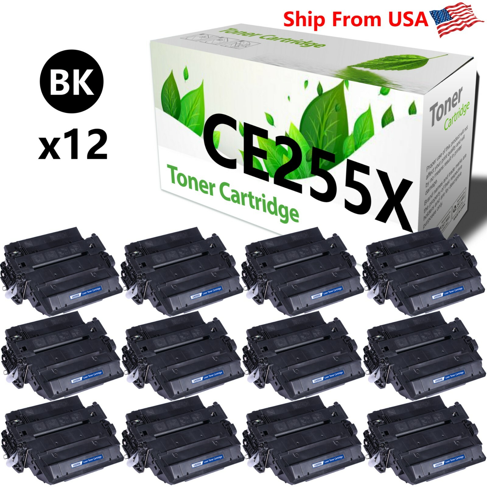 12PK CE255X 255X toner cartridge for Enterprise M521dw P3015d P3015dn Printer