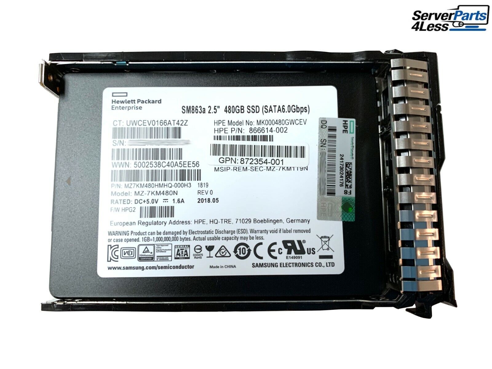 816985-B21 HPE 480GB SATA 6G MU SFF SC DS SSD DRIVE 817106-001 872518-001