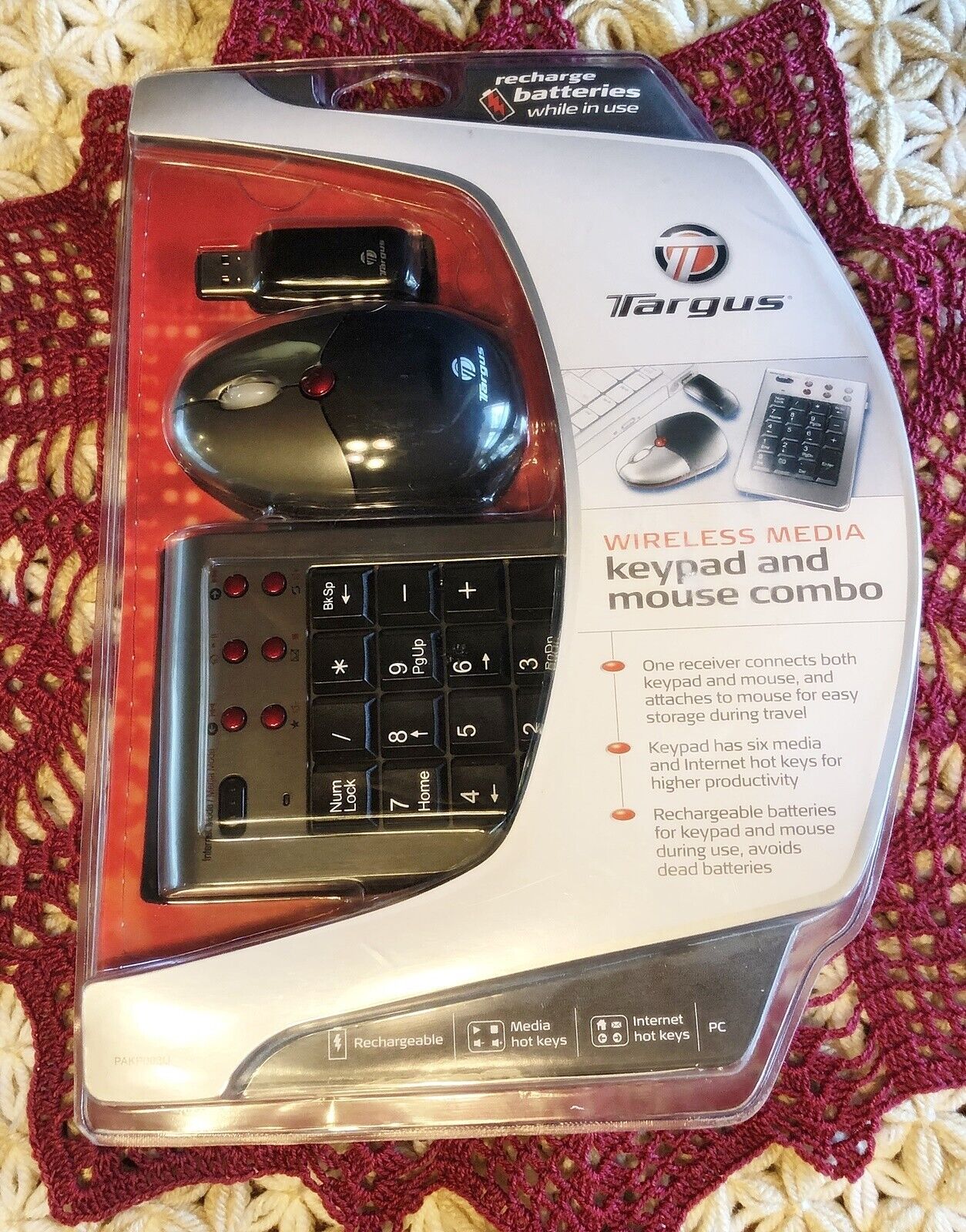 Targus Wireless Media Keypad & Mouse Combo PAKP003U-NEW, SEALED