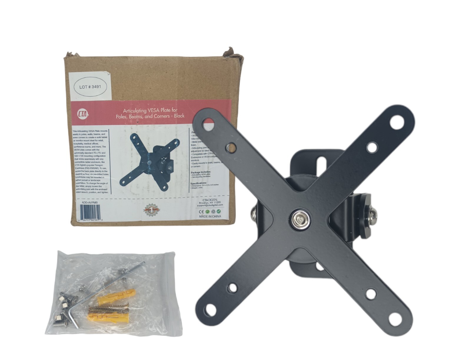 New CTA Articulating VESA Plate for Walls  Poles  Beams And Corners Black