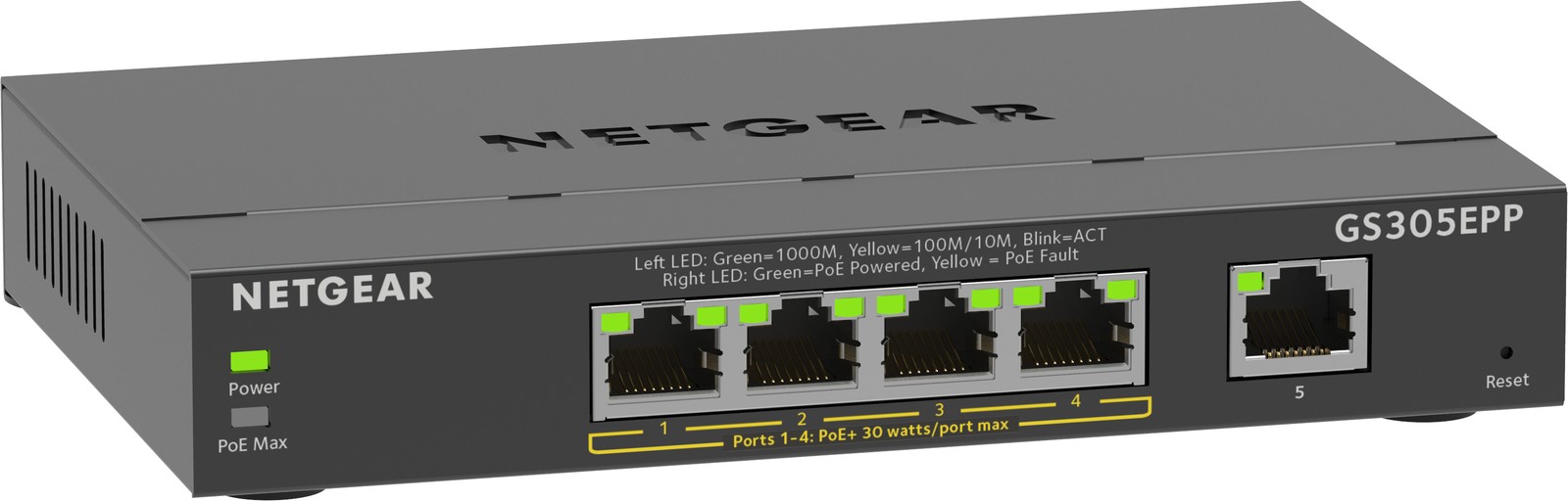 NETGEAR Plus GS305EPP Switch smart 5 x 10/100/1000 (4 PoE+) GS305EPP-100PES