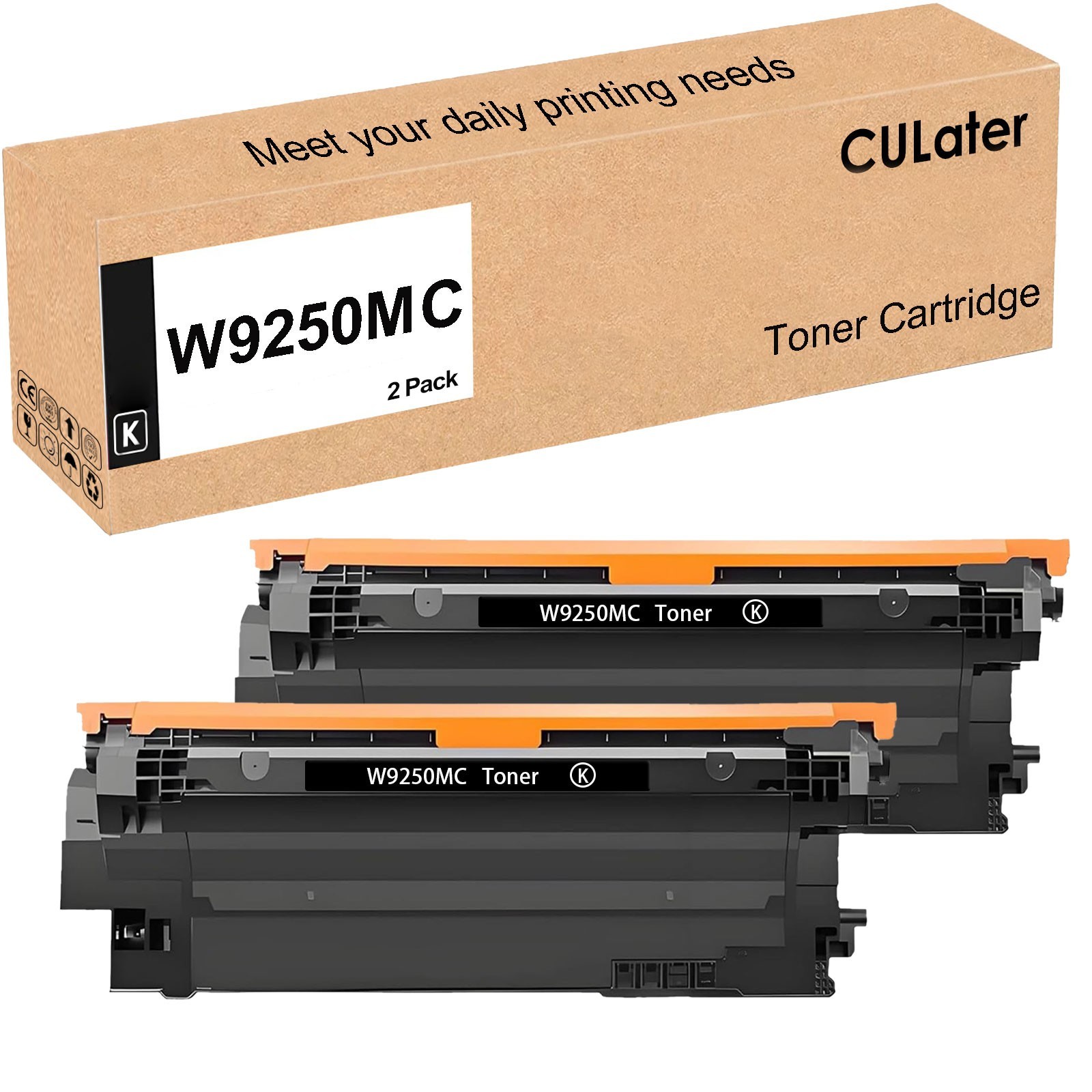 2 Pack W9250MC Black Toner Cartridge for HP Enterprise Flow MFP X57945dn Printer
