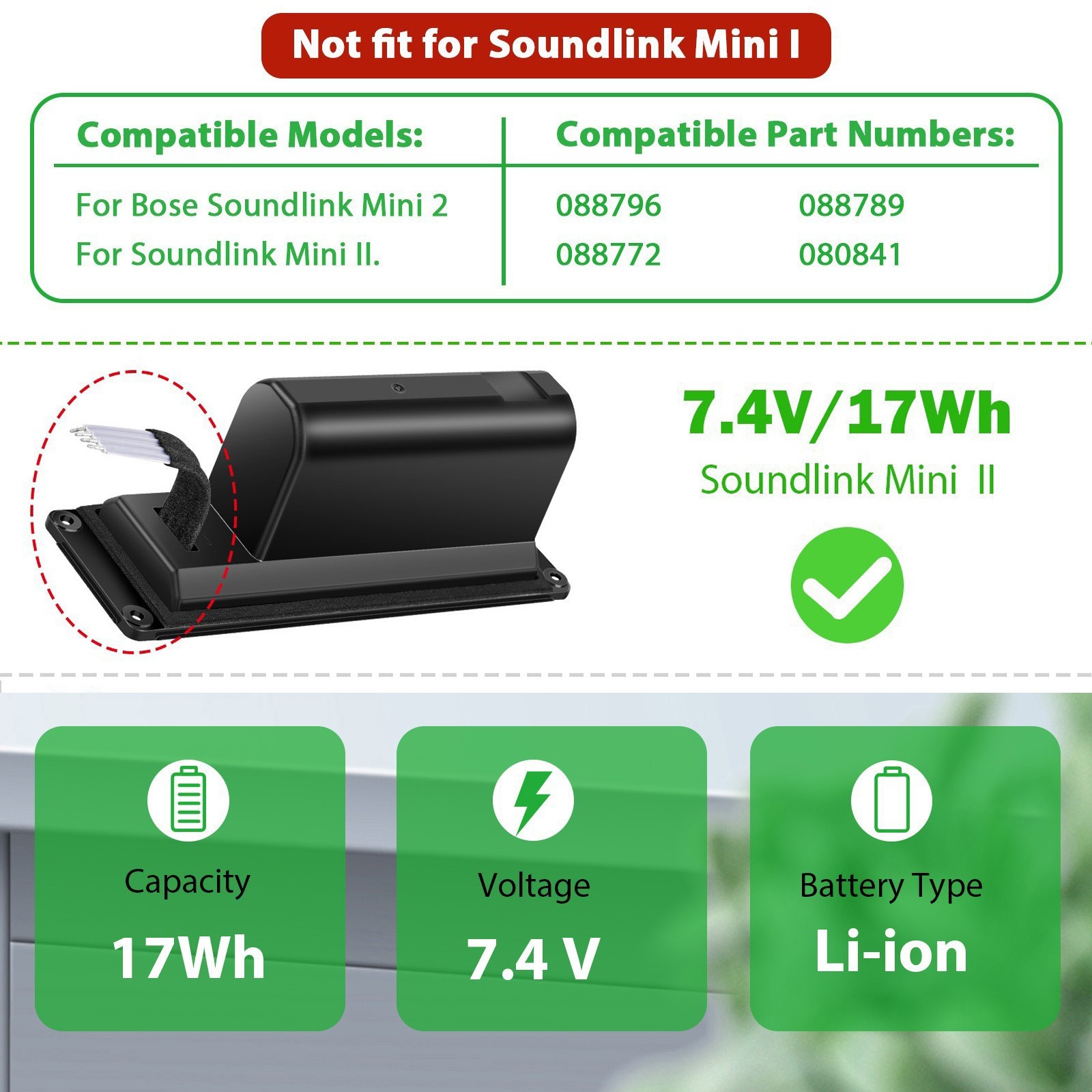 New 088796 Battery For BOSE Soundlink Mini II 2 Speaker 088772 088789 80841 17Wh
