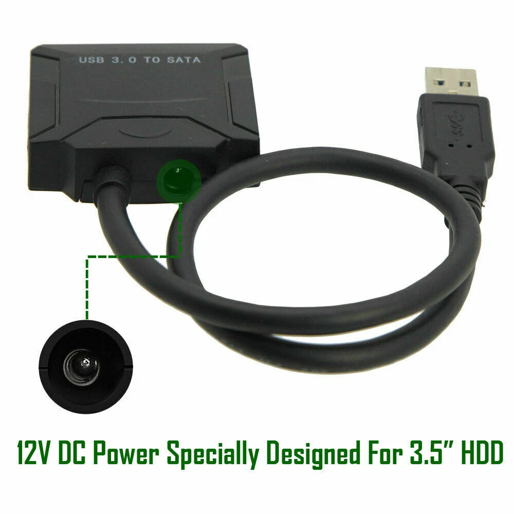 USB 3.0 to SATA External Hard Drive Reader 2.5" 3.5" HDD SSD Power adapter Lot