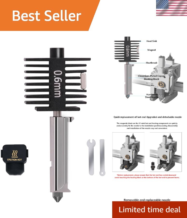 A1 Mini & A2L Exclusive Hotend Kit - 0.6mm Steel Nozzle with Silicone Socks