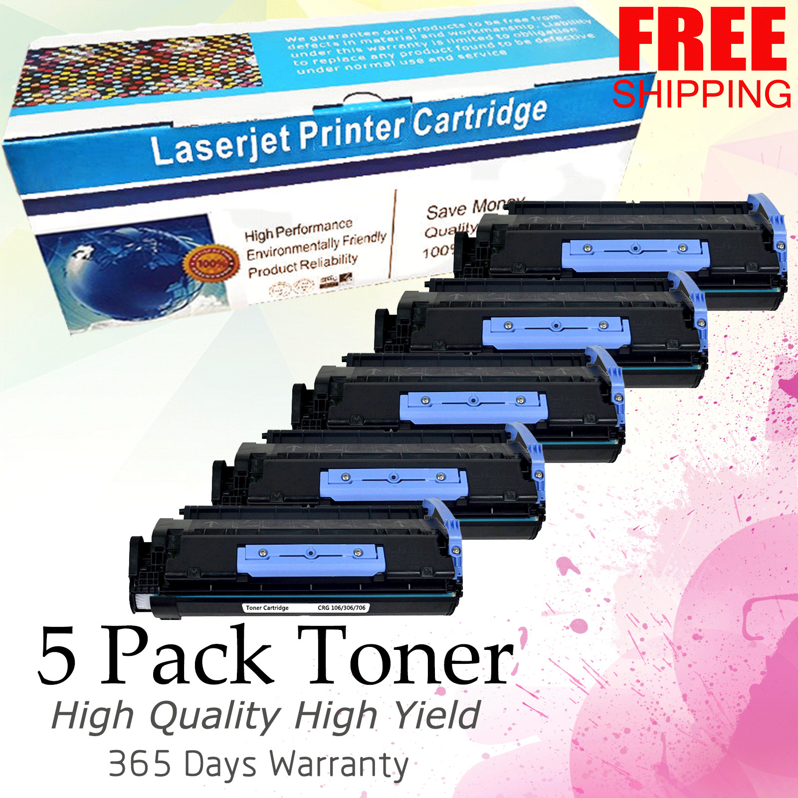 5PK 106 C106 Toner For Canon 106 MF6530 MF6540 MF6550 MF6560 MF6580 MF6590