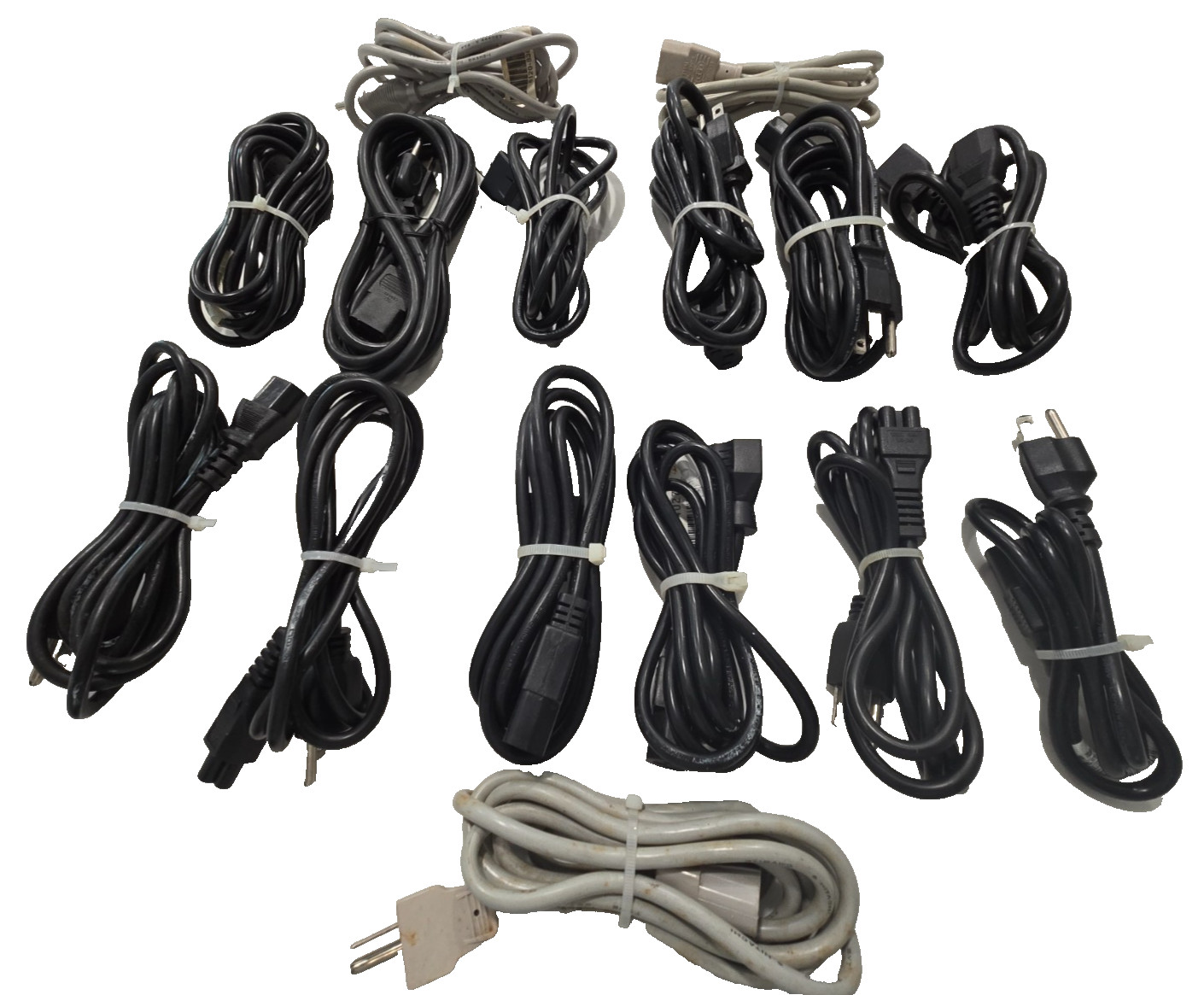 15 MISCELLANOUS POWER CORDS OF DIFFERENT VARIATIONS AND LENGTHS