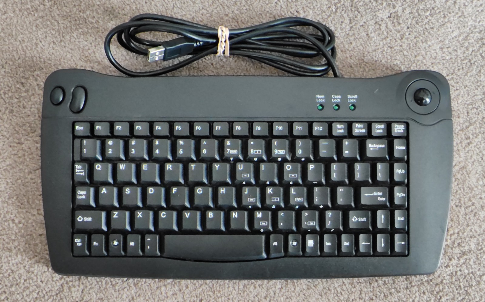 Adesso ACK-5010UB Mini USB English Keyboard with Trackball Black