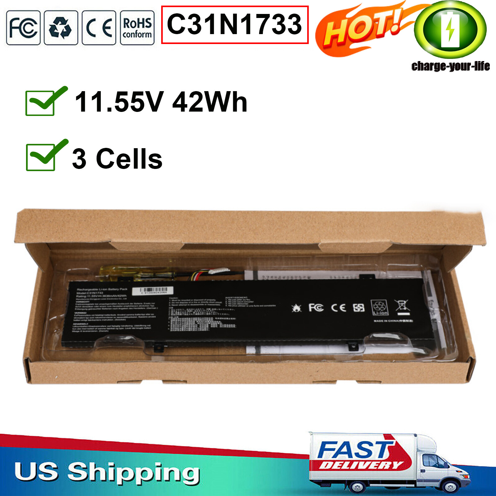 ✅ NEW C31N1733 Battery For ASUS VivoBook Flip 14 TP412F TP412FA TP412U TP412UA