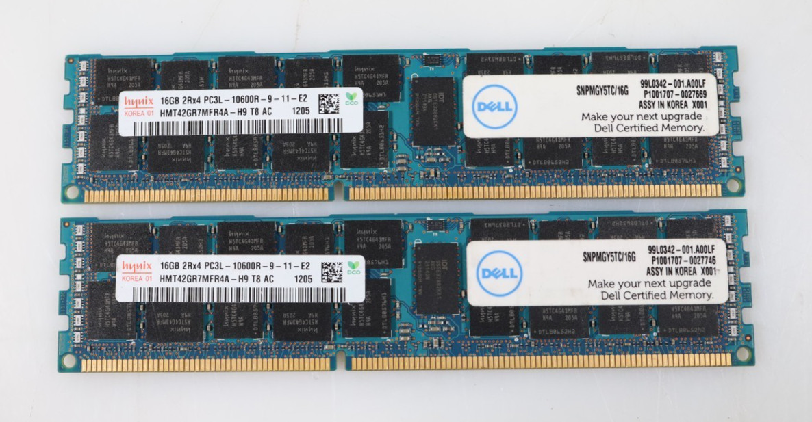 Lot 2x 16GB (32GB) SK Hynix HMT42GR7MFR4A-H9 1333MHz PC3-10600 RDIMM DDR3 RAM