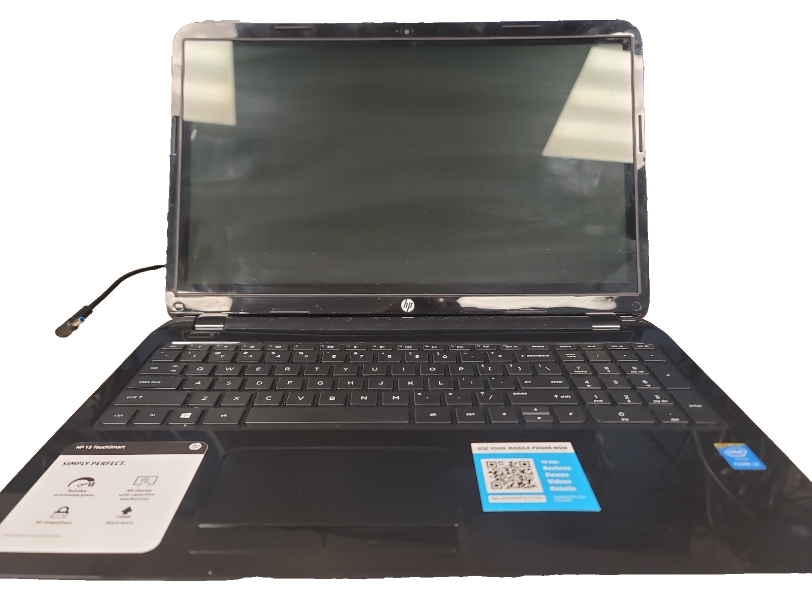 HP Touchsmart 15-r264dx, Intel i3-5010U, 6gb RAM, 15.6", No HDD/SSD, Working