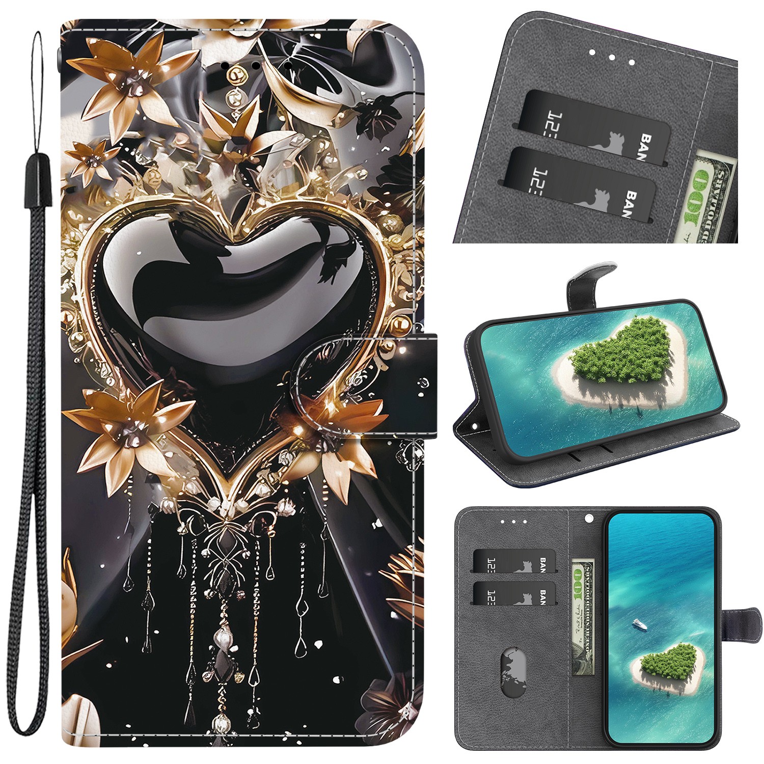 Panda Flower Butterfly Wallet Phone Case for Huawei P40 P30 P20 Nova 12 14 13 5T