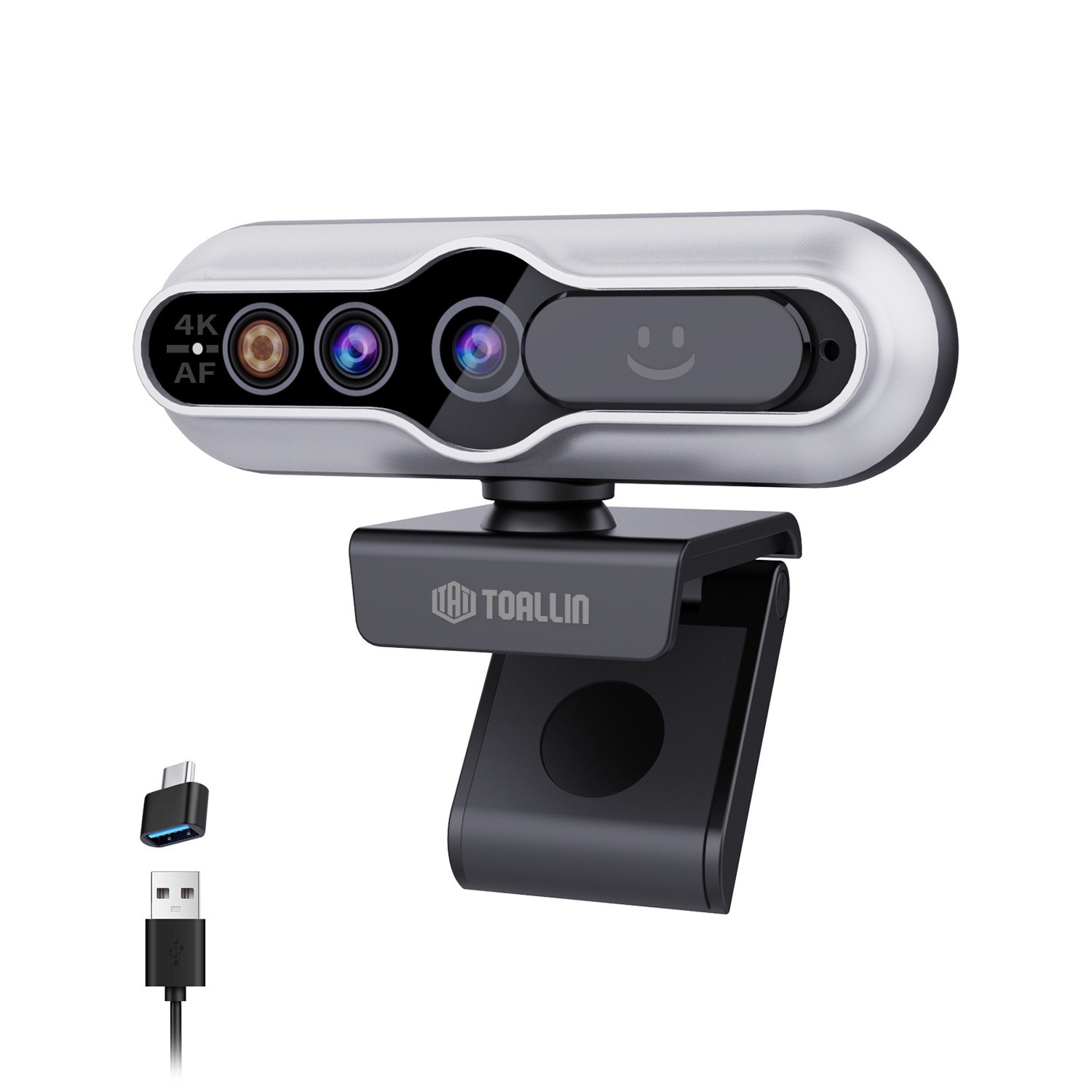 TOALLIN 4K Webcam Windows Hello Auto Focus Camera Privacy Shutter Built-in Mic