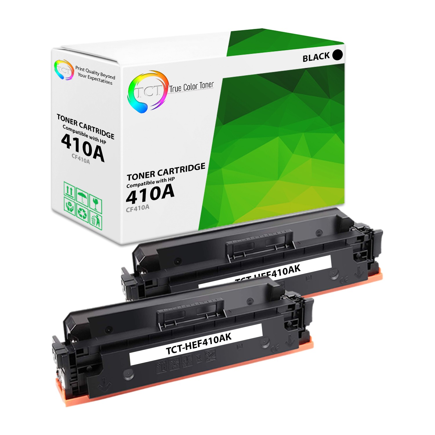TCT 2PK Black CF410A 410A Toner Cartridge For HP Color LJ Enterprise M452 MFP