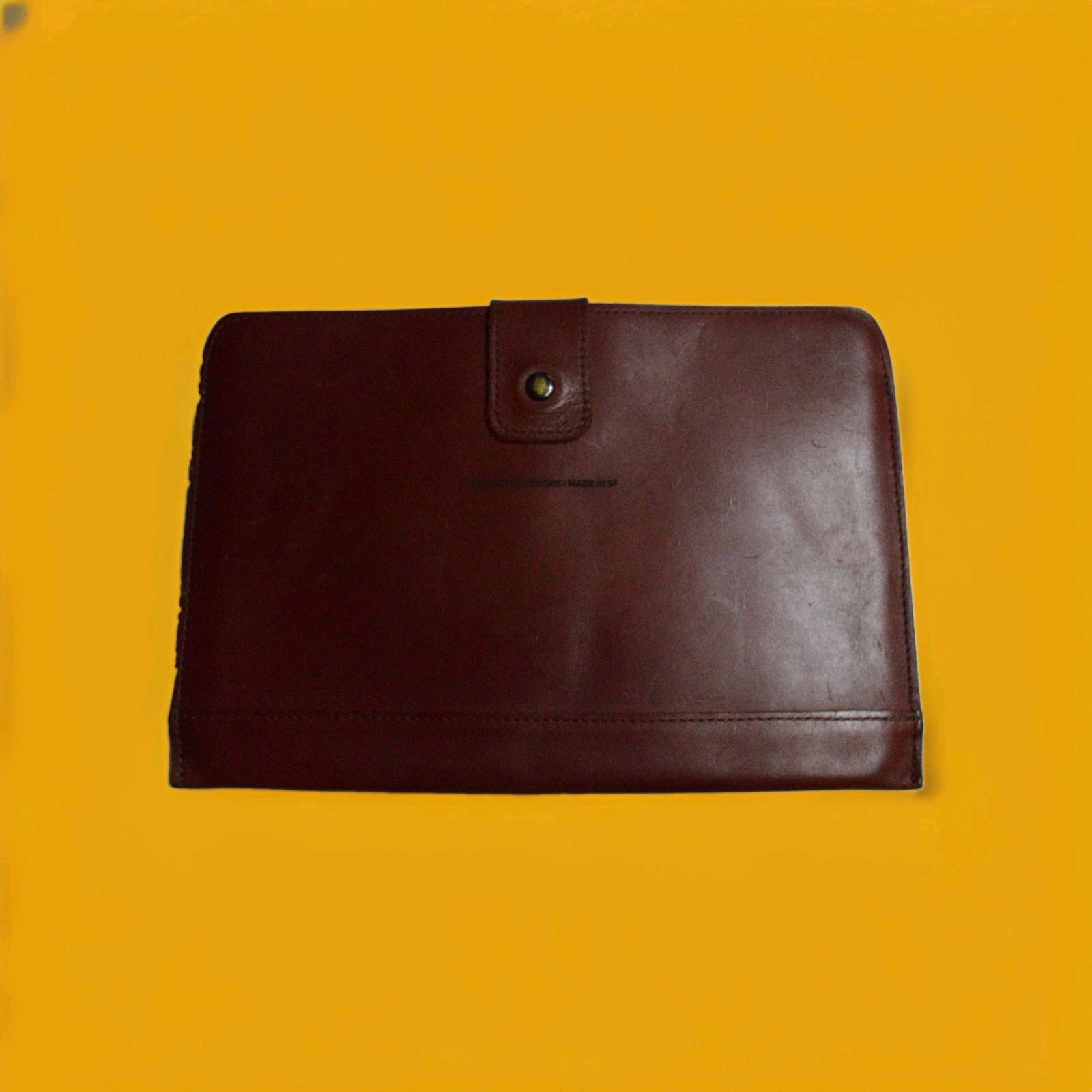 WaterField SF Brown Leather iPad Tablet Sleeve Case Red Suede Lined USA Made