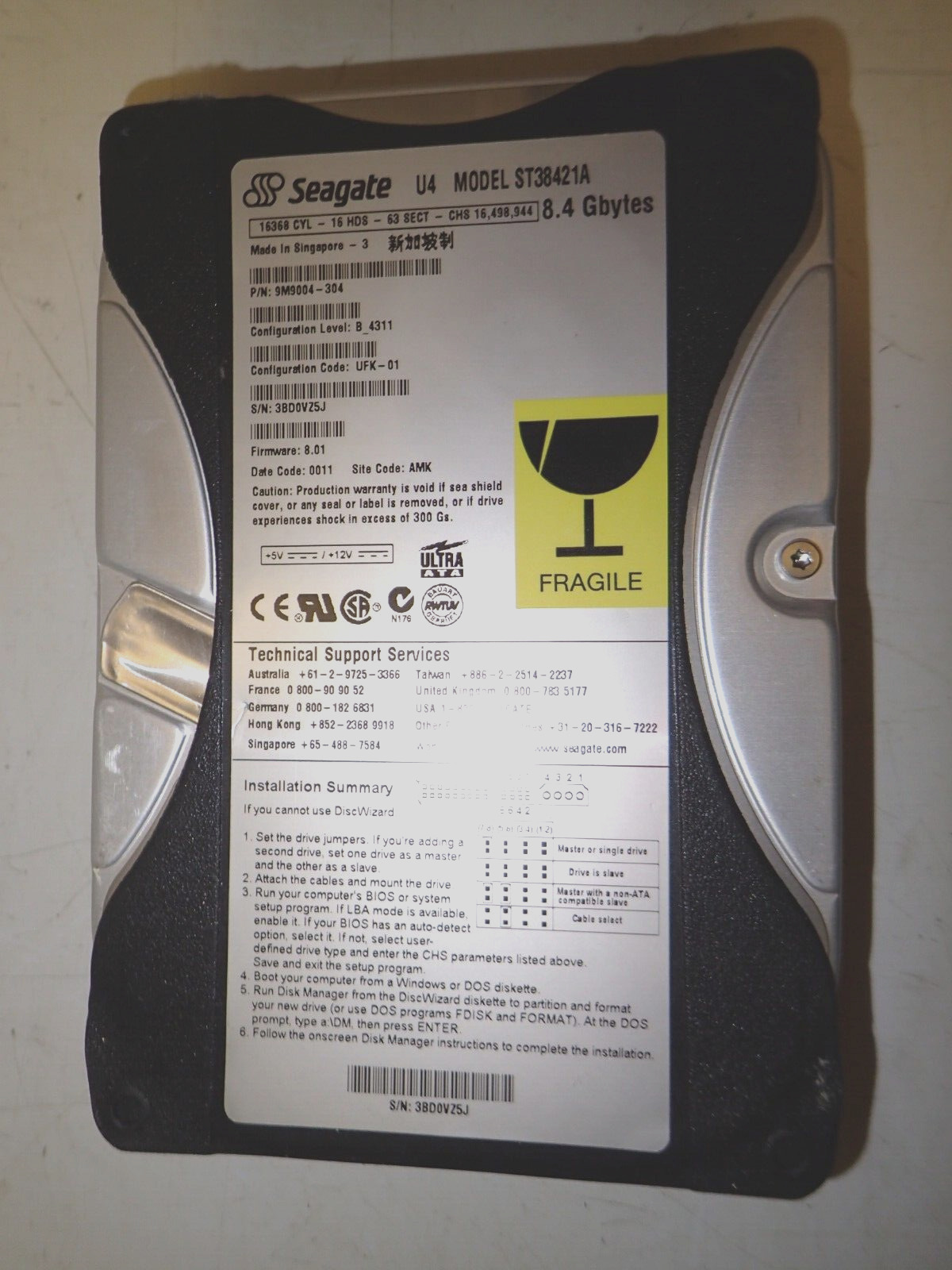 Seagate U4 ST38421A 8.4GB IDE Hard Disk Drive SM9004-304 HDD TESTED & Working