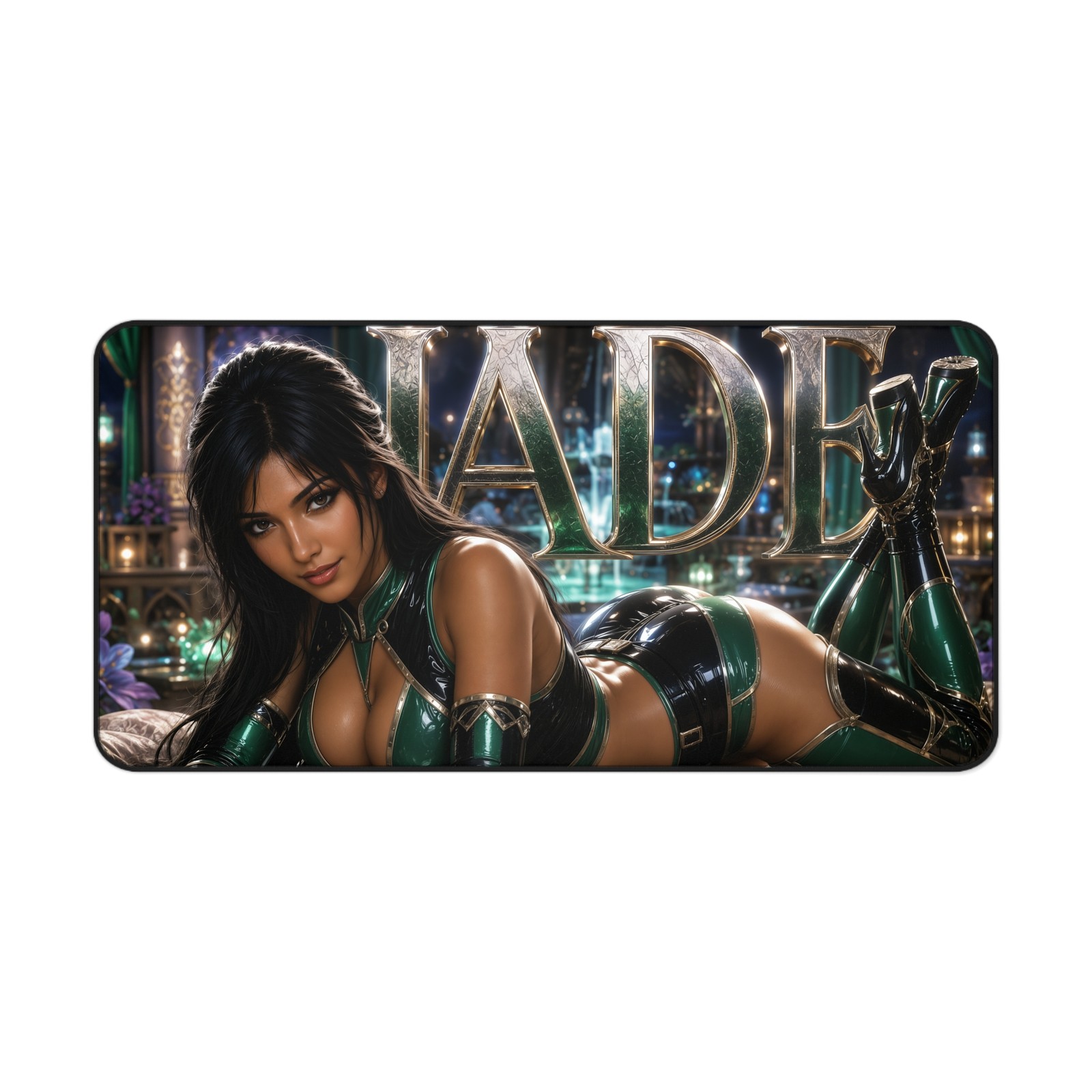 Neoprene Desk Mat Featuring Jade, Mouse Pad and Workstation Accessory