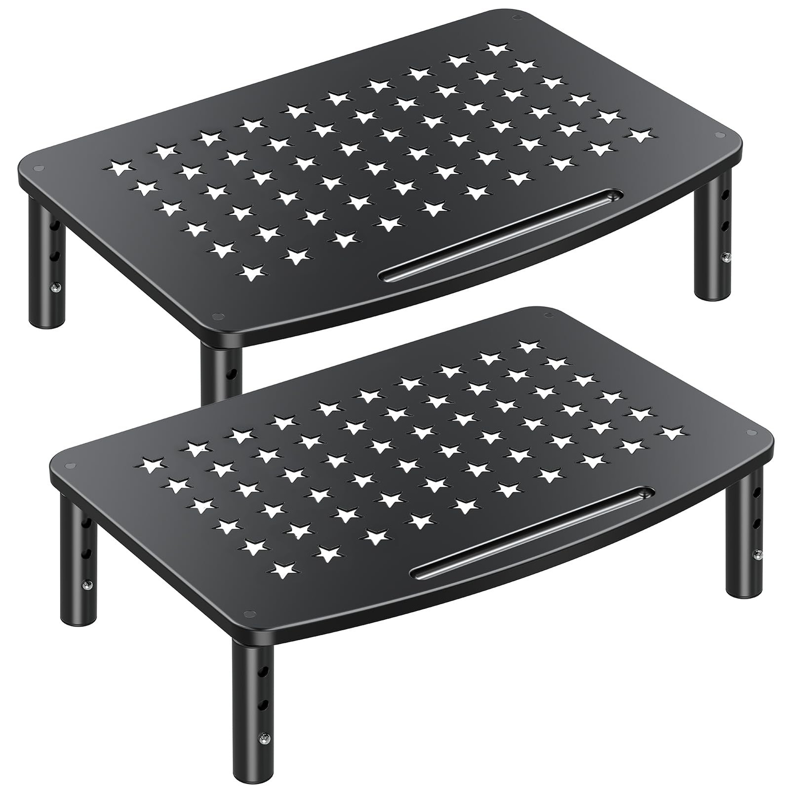 Zimilar 2 Pack Monitor Stands, 3 Height Adjustable Riser for Laptop, Black 
