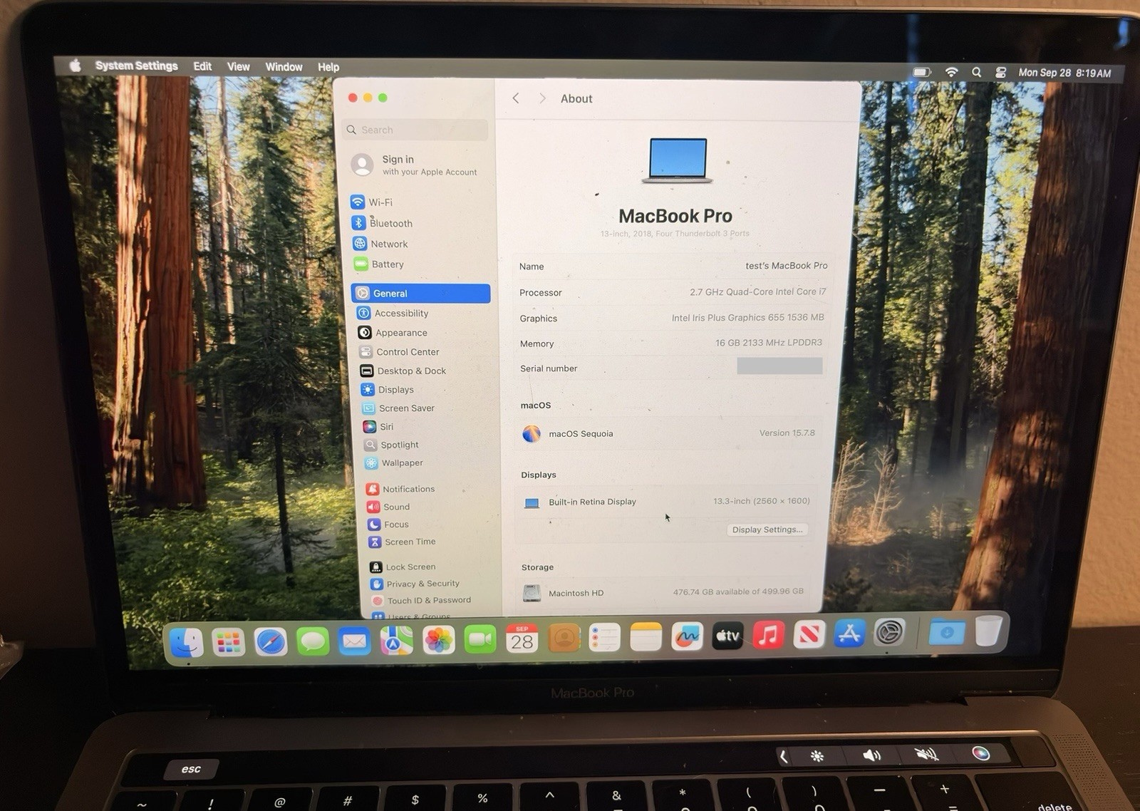 Apple MacBook Pro 13" i7 2.7GHz 16GB RAM 512GB SSD with Touch Bar (2018)