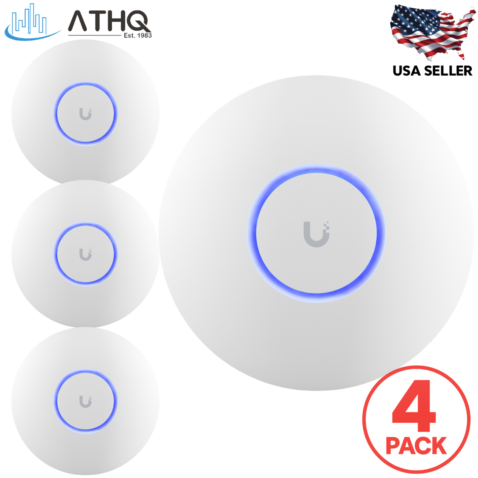 PACK OF 4 Ubiquiti UniFi U6+ Plus Wi‑Fi 6 PoE Gigabit Wireless Access Point NEW