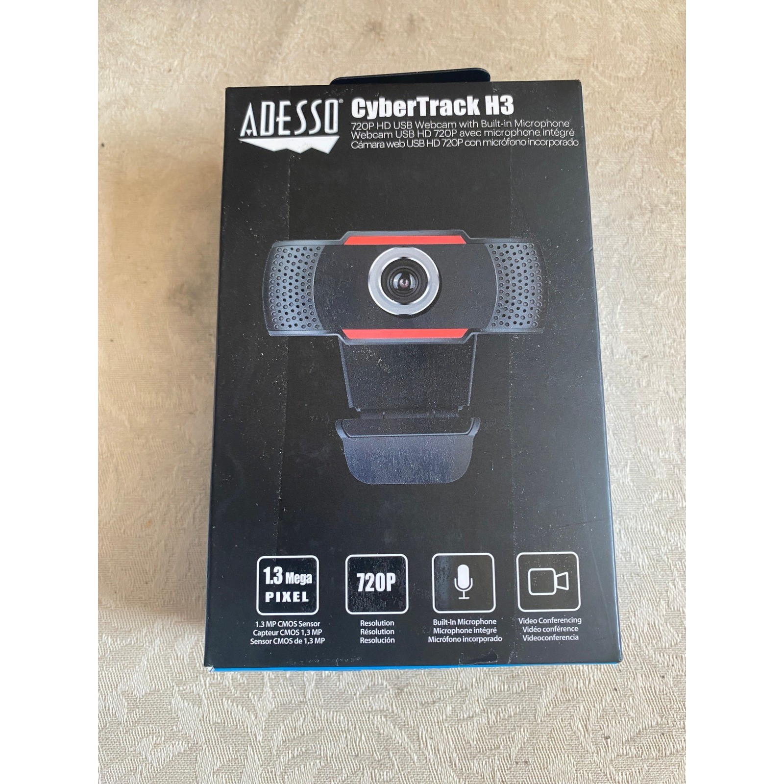 Adesso CyberTrack H3 Webcam 720p HD USB Black New Video Conferencing Streaming