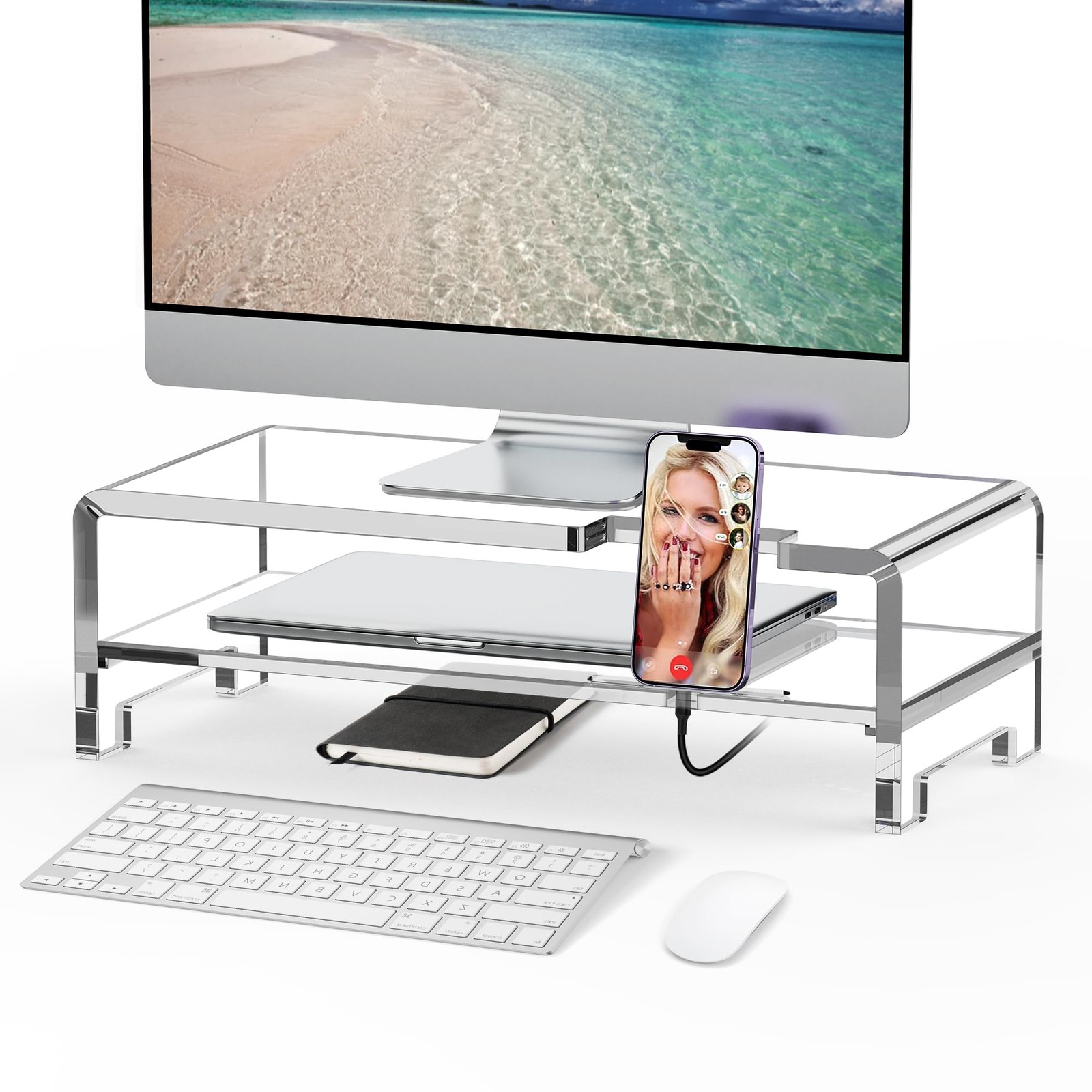 Acrylic Clear Computer Monitor Laptop Stand Riser Desk Aesthetic Office Decor