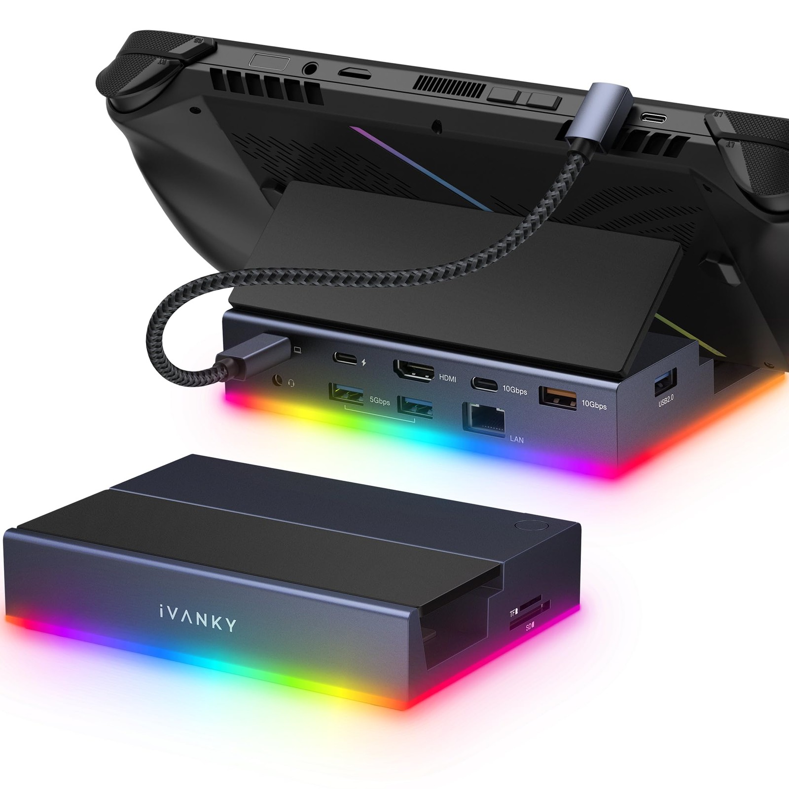 iVANKY 14-in-1 RGB 4K@144Hz Docking Station for Steam Deck OLED/ROG Xbox Ally...