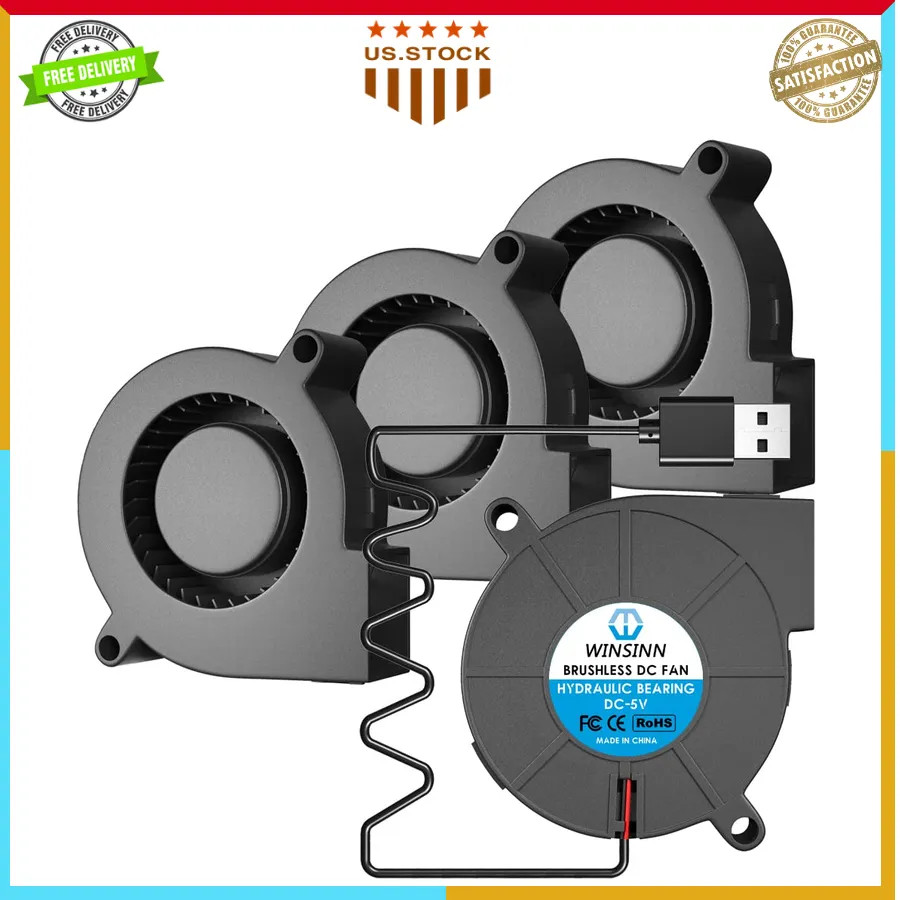 WINSINN 5015 USB Blower Fan 5V 50mmx15mm Hydraulic Bearing 39in Cable 4 Pcs Set