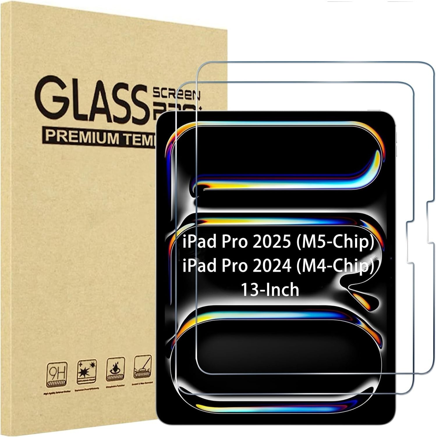 2 Pack iPad Pro 13 inch Screen Protector Tempered Glass for iPad Pro 13" M5/M4