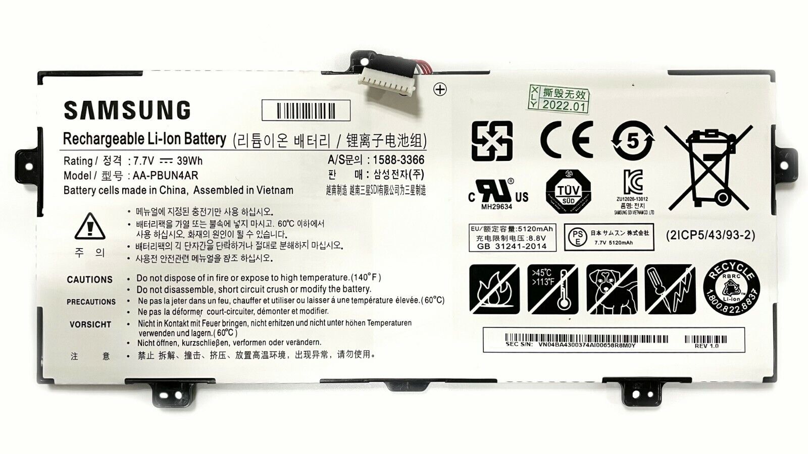 Genuine AA-PBUN4AR OEM Battery for Samsung notebook 9 NP940X3L 900X5L NP900X5L