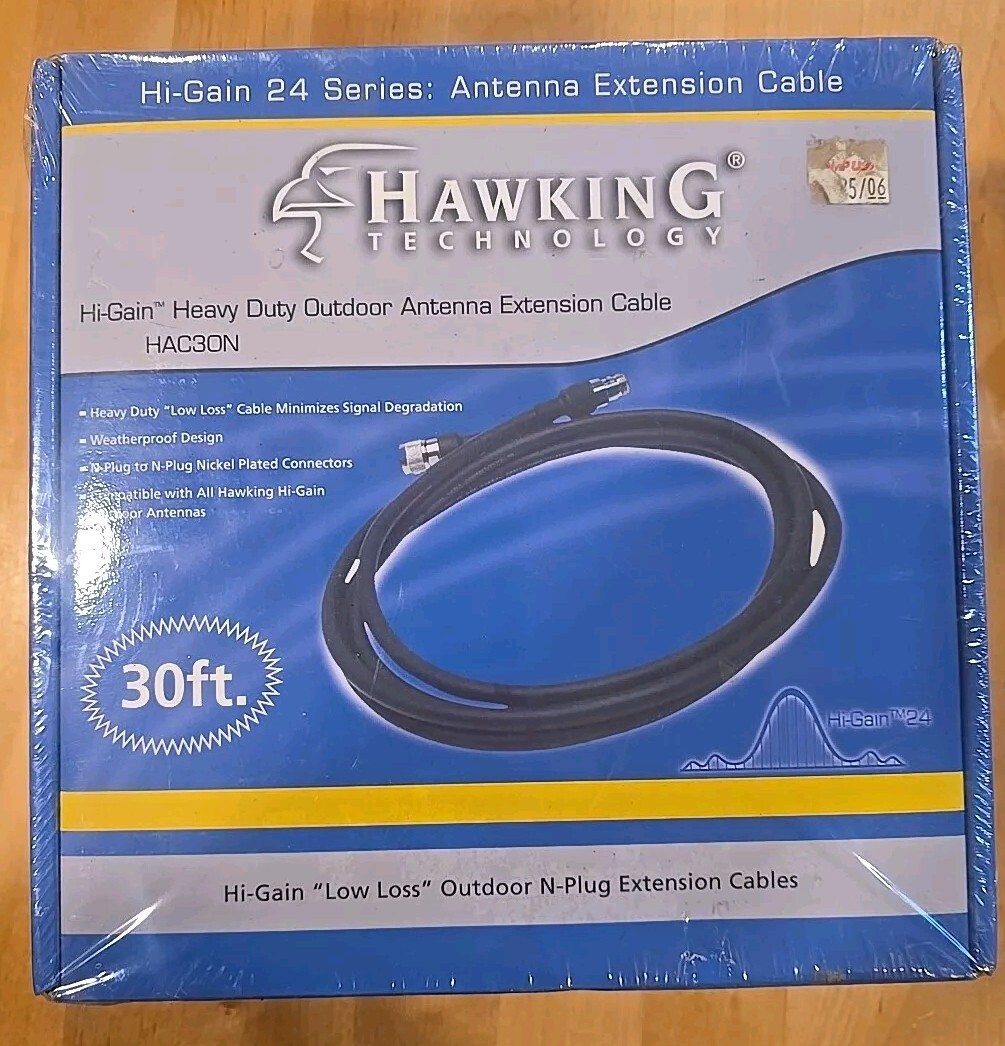 Hawking Technology Hi Gain Outdoor 30 Feet Wi-Fi Antenna Extension Cable HAC30N