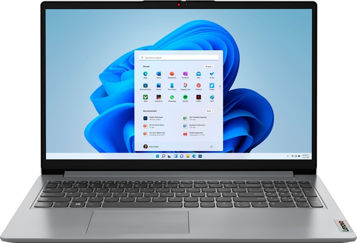 Lenovo Ideapad 1 15.6" HD Laptop AMD Athlon Silver 7120U 4GB 128GB SSD Grey W11