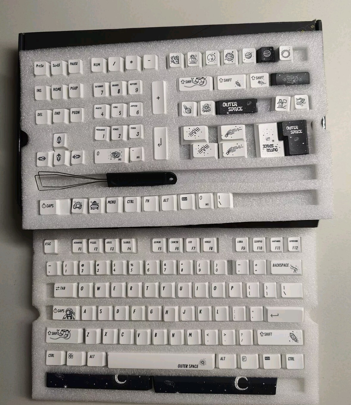 JSJT Space 138 Keys Keycaps Cherry Profile Keycaps PBT, White