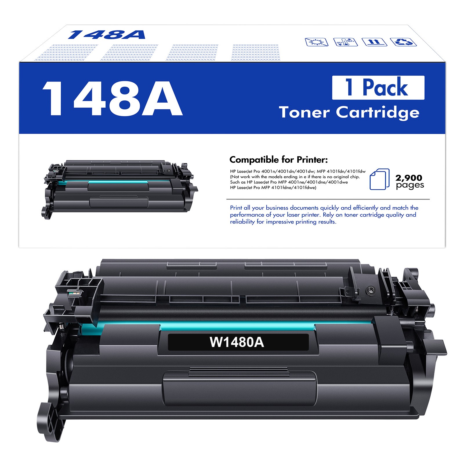 1PK 148A W1480A Toner Cartridge for HP LaserJet Pro 4001n MFP 4101fdw~NEW CHIP