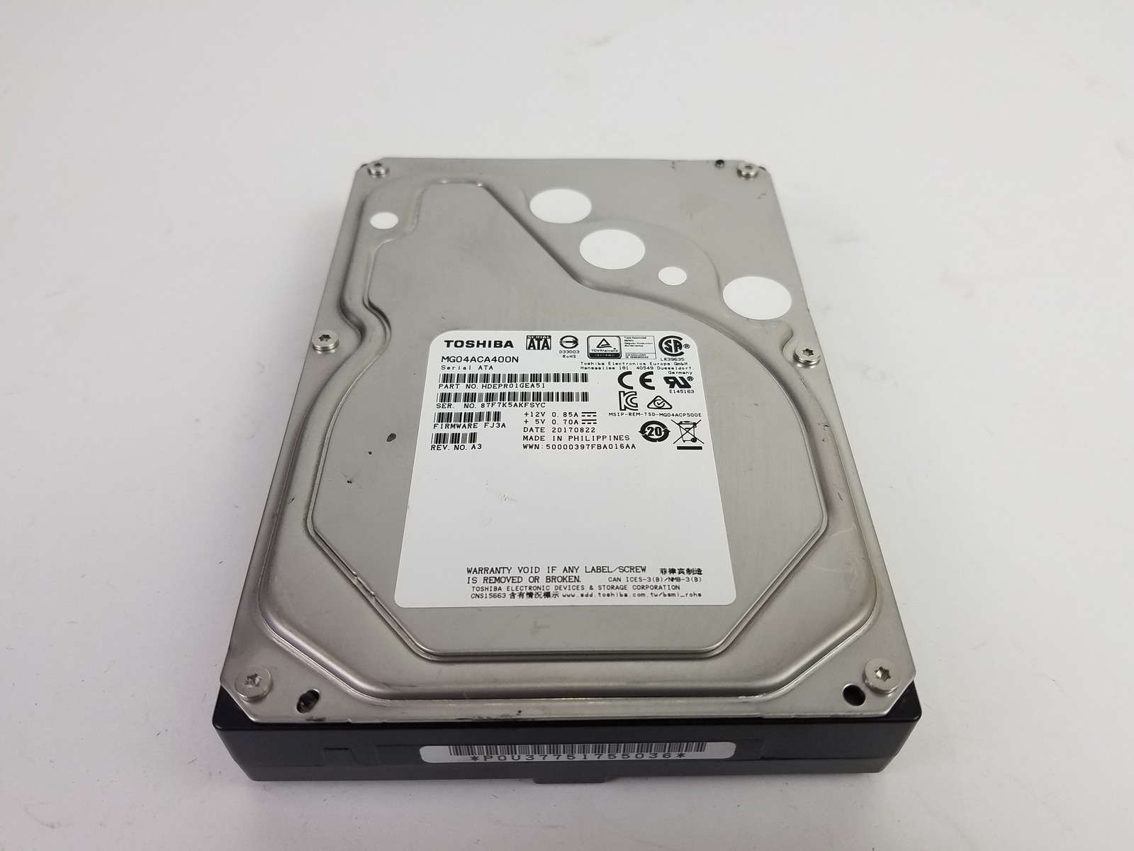 Toshiba MG04ACA400N 4 TB SATA III 3.5 in Desktop Hard Drive