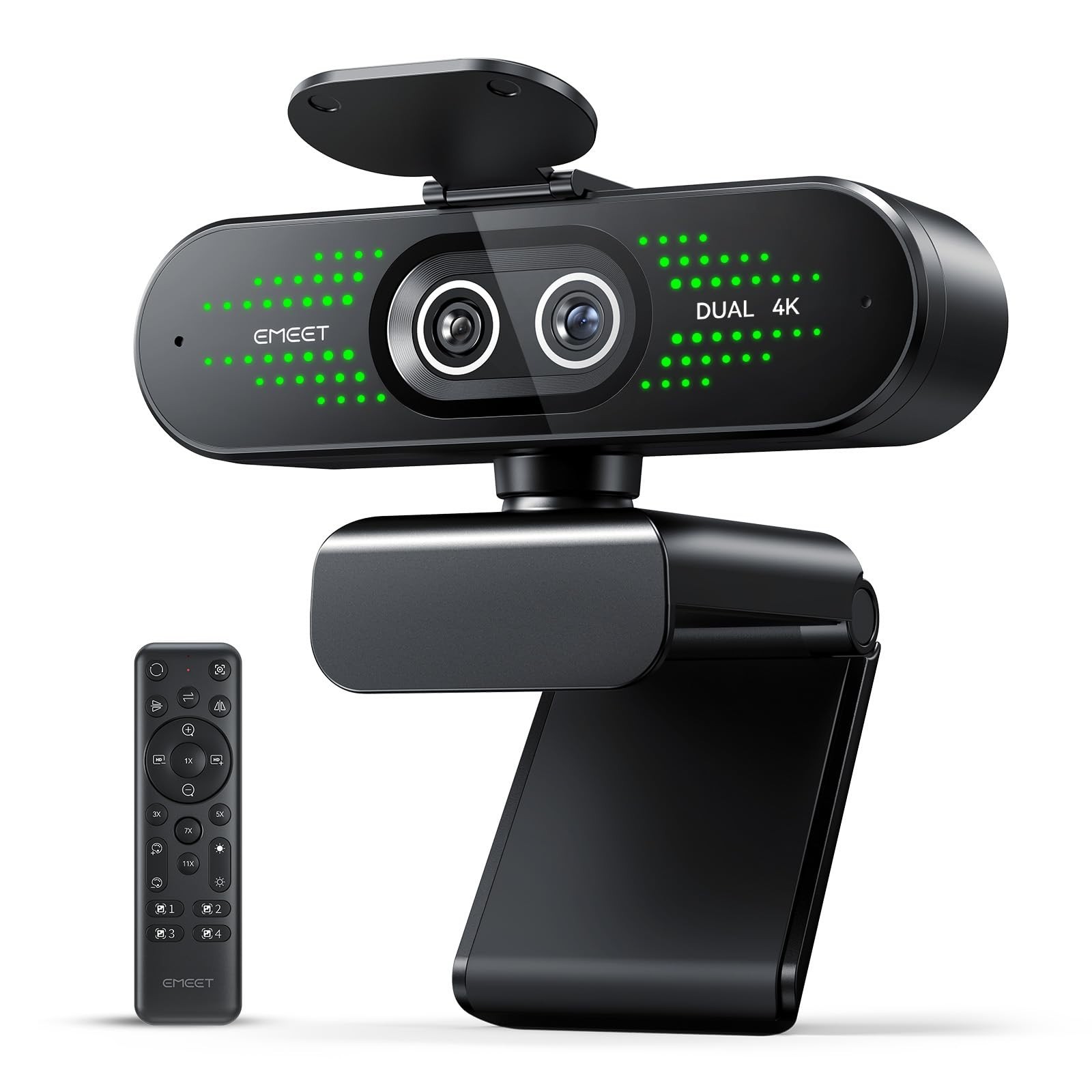 EMEET NOVA 4K Dual Camera Webcam 11X Hybrid Zoom PDAF Remote Control USB PC