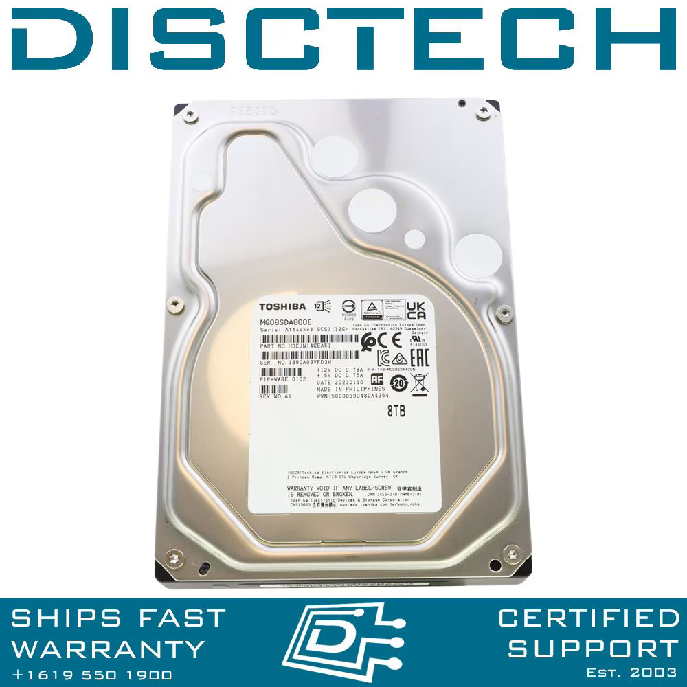 8TB SAS Toshiba MG08SDA800E LFF 12Gbps 7.2K 512e Enterprise Drive HDD Hard Drive