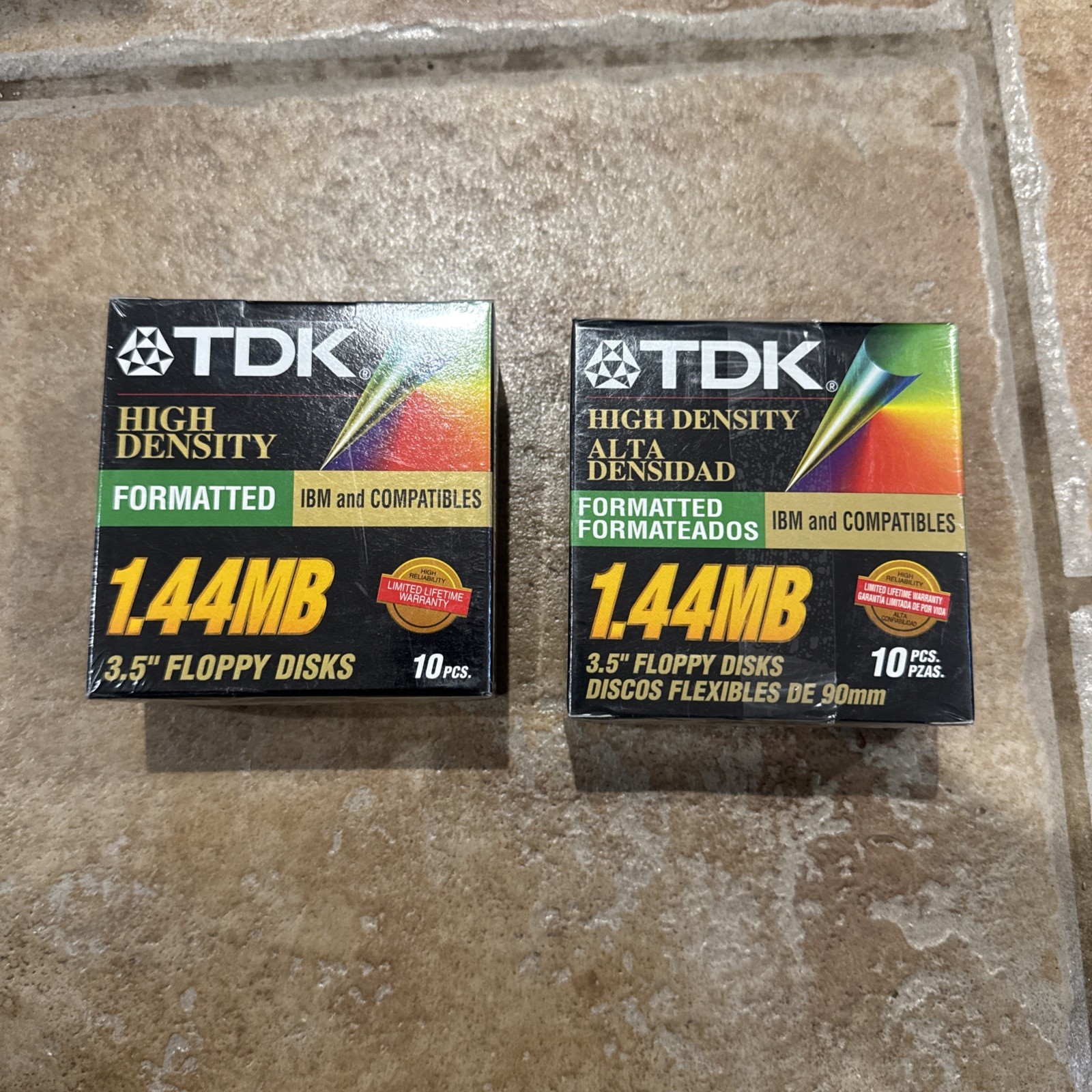 (2) TDK 3.5in 1.44MB IBM Formatted High Density Floppy Disks 10 Pack New Sealed
