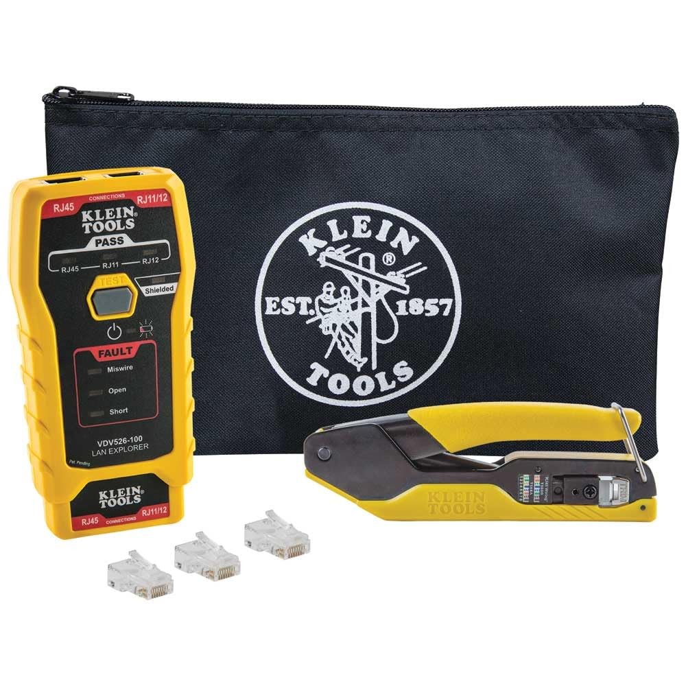 Klein Tools VDV026-813 RJ45 Ethernet Cable Tester and Crimper Kit, Pass-Thru ...