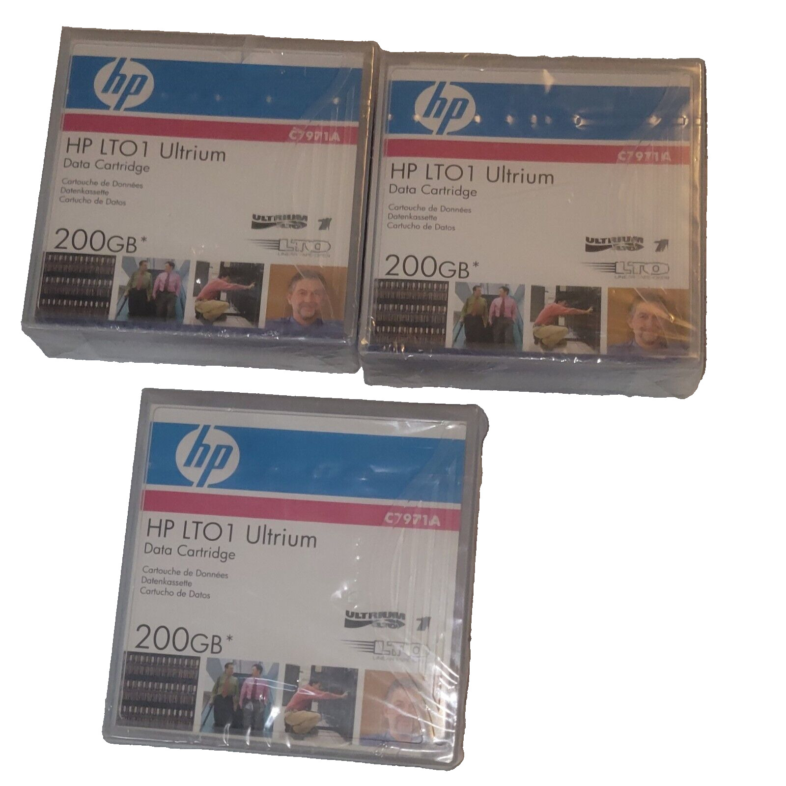 3x HP LTO-1 LTO1 Ultrium 200GB Tape Data Cartridge C7971A NEW Sealed