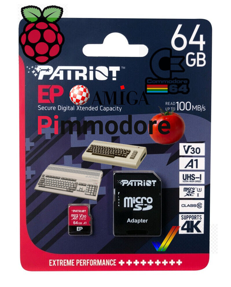 Commodore Emulator 64GB Micro SD Card For Rapsberry PI 2/3/4 on Debian12 Diet PI