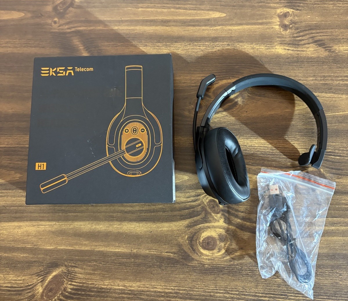 EKSA Telecom AI-Powered ENC Wireless Headset H1 Plus 99ft Range Trucker Headset