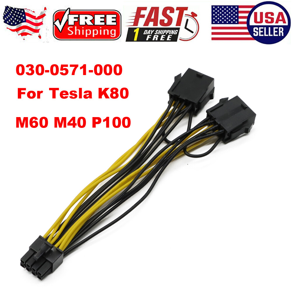 for NVIDIA Tesla K80 M60 M40 P100, 030-0571-000 Dual 8 to 8 Graphics Power Cable