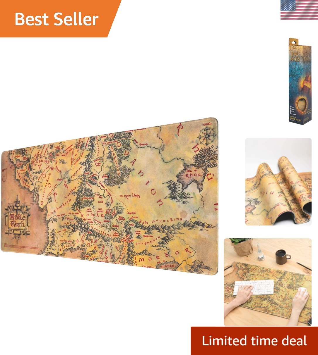 Lord of the Rings Gaming Mouse Pad 31.5x13.78in - Non-Slip & Waterproof